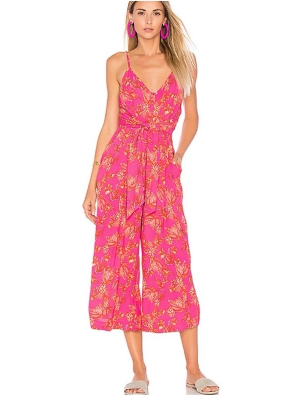 Free People Hot Tropics Sleeveless V Neck Jumpsuit size 0